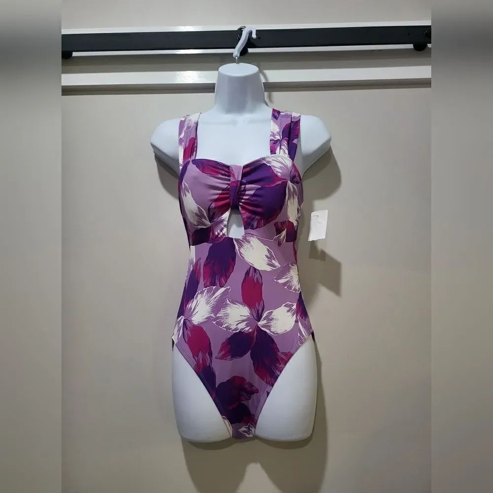 Mynah One Piece Bathing Suit Swimsuit Size XS Pink Purple NWOT